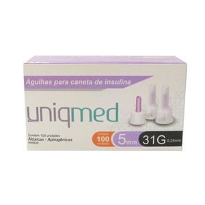 Agulhas p/ Caneta de Insulina - Uniqmed- 31g 5mm 100un