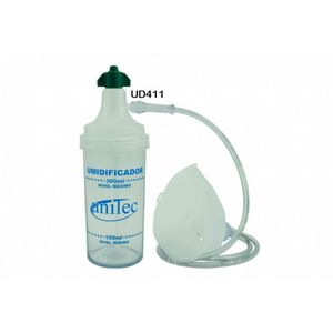 Kit Umidificador p/ Oxigênio - Frasco Policarbonato 400 ml e Máscara Infantil - Unitec - UD412