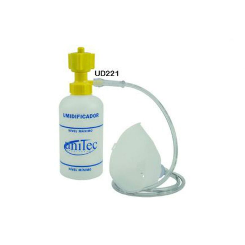 Kit-Umidificador-p--Ar-Comprimido---Frasco-em-PVC-250-ml-e-Mascara-Adulto---Unitec---UD221-Center-Medical