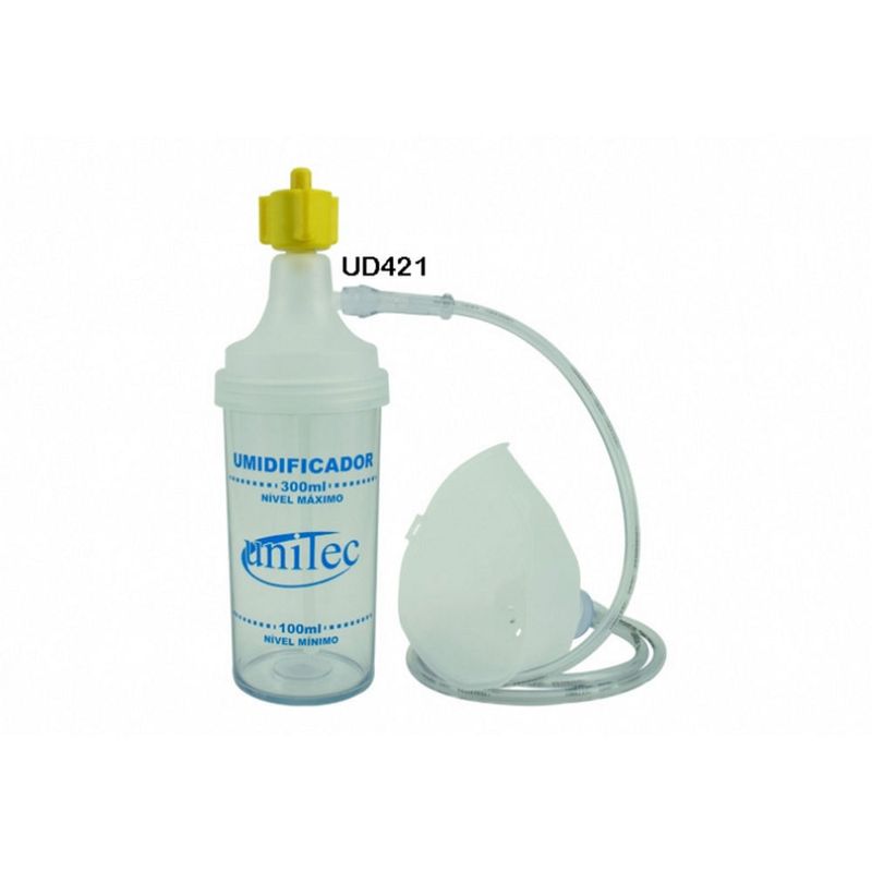 Kit-Umidificador-p--Ar-Comprimido---Frasco-em-Policarbonato-400-ml-e-Mascara-Adulto---Unitec---UD321-Center-Medical